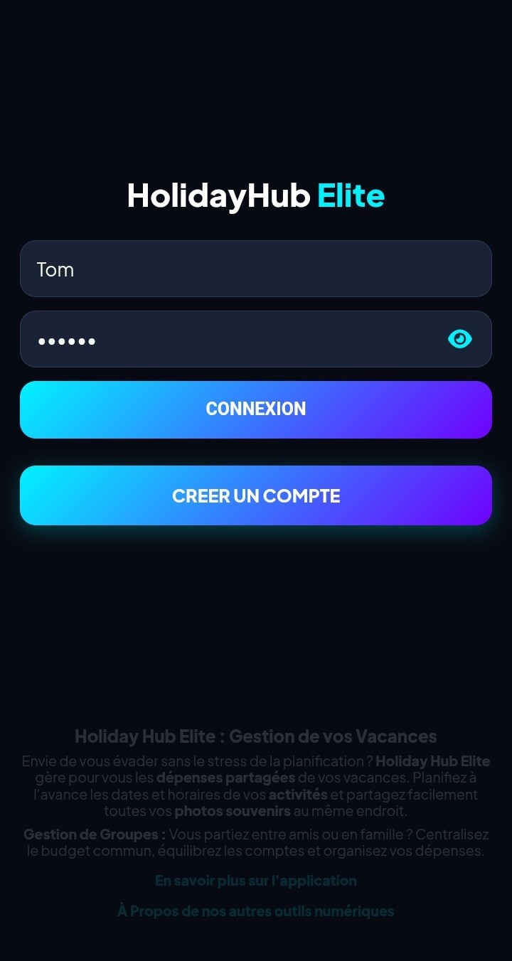Écran de connexion